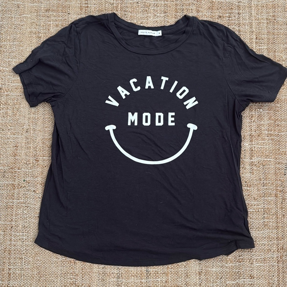 South Parade Vacation Mode Short Sleeve T-Shirt Black White Medium